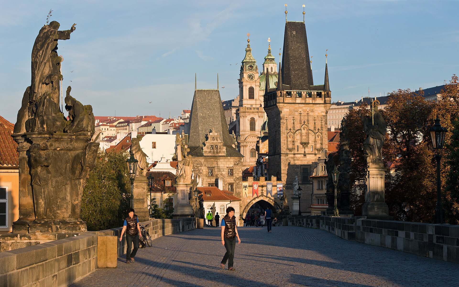 Prague Charles Bridge morning